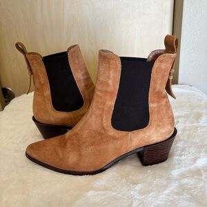 FRAME Women’s Boots 38.5/7.5 Le Lexington Chelsea Pointed Suede Leather Heeled